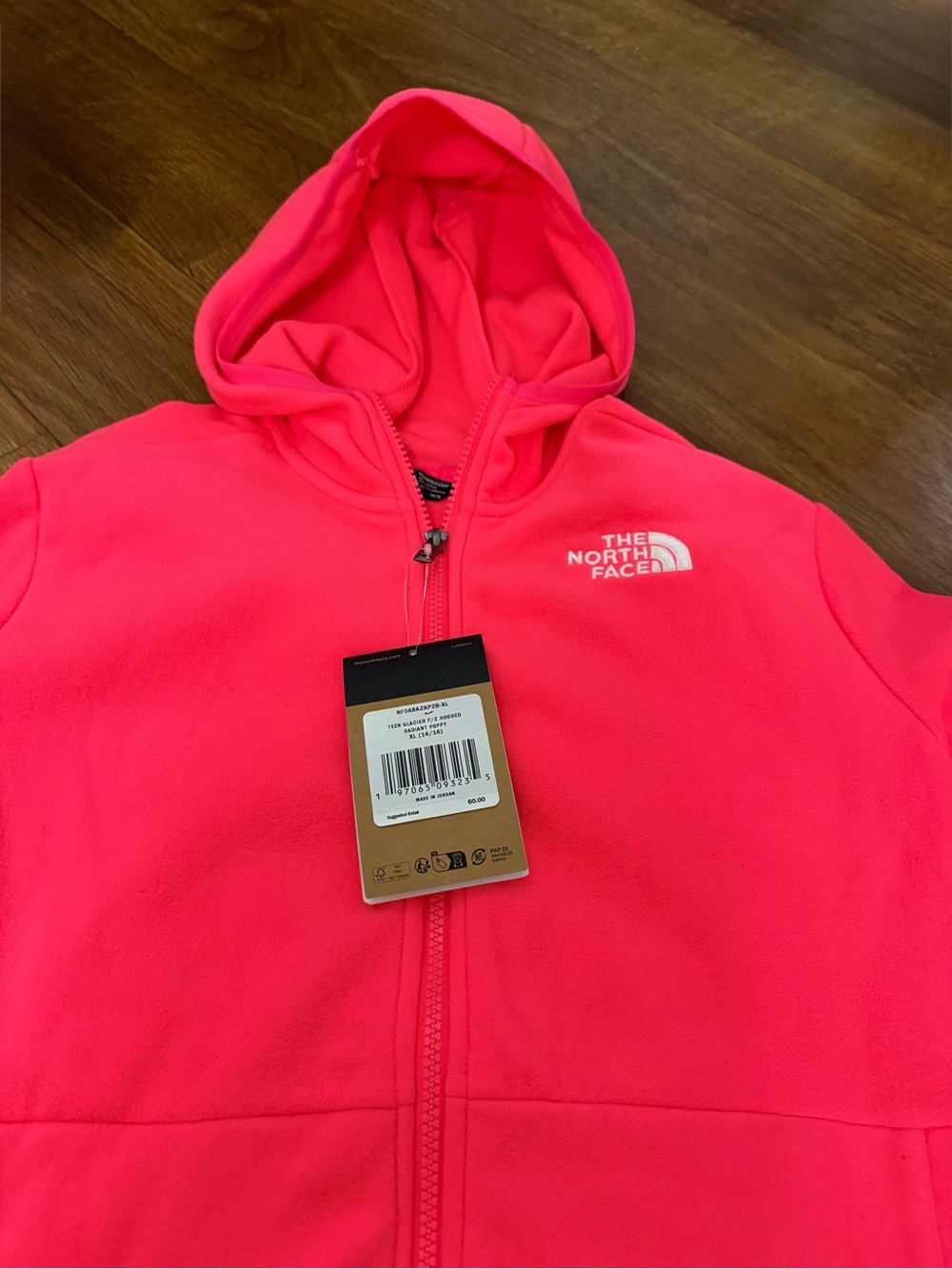 The North Face Kids Neon Pink Full-Zip Hooded Fleece